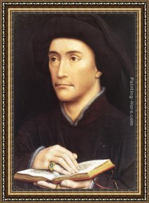 Bartholomeus Van Der Helst Framed Paintings - Portrait of a Man holding a book by Rogier van der Weyden