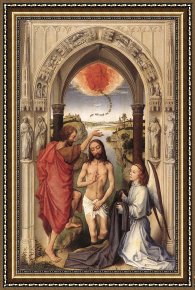 Bartholomeus Van Der Helst Framed Paintings - St John the Baptist altarpiece - central panel by Rogier van der Weyden