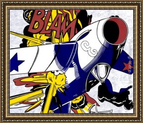 Girl with Hair Ribbon Roy Lichtenstein Framed Paintings - Blam by Roy Lichtenstein