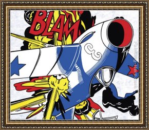 Girl with Hair Ribbon Roy Lichtenstein Framed Paintings - Blam bright by Roy Lichtenstein