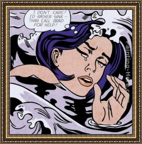 Girl with Hair Ribbon Roy Lichtenstein Framed Paintings - Drowning Girl by Roy Lichtenstein
