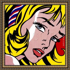 Girl with Hair Ribbon Roy Lichtenstein Framed Paintings - Girl With Hair by Roy Lichtenstein