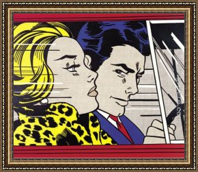 Girl with Hair Ribbon Roy Lichtenstein Framed Paintings - In the Car by Roy Lichtenstein