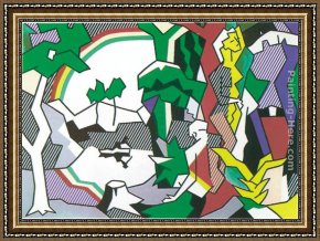 Girl with Hair Ribbon Roy Lichtenstein Framed Paintings - Landscape with Figures, 1980 by Roy Lichtenstein