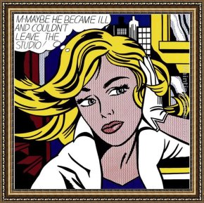 Girl with Hair Ribbon Roy Lichtenstein Framed Paintings - M-Maybe by Roy Lichtenstein