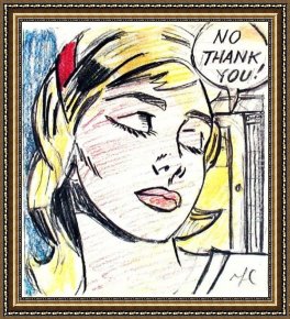 Girl with Hair Ribbon Roy Lichtenstein Framed Paintings - No, Thank you! by Roy Lichtenstein