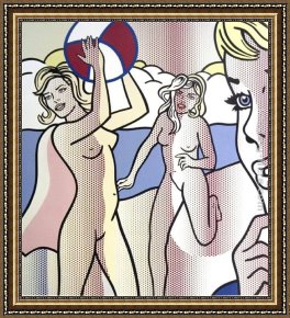 Girl with Hair Ribbon Roy Lichtenstein Framed Paintings - Nudes with Beach Ball by Roy Lichtenstein