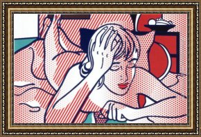 Girl with Hair Ribbon Roy Lichtenstein Framed Paintings - Thinking Nude, State I by Roy Lichtenstein