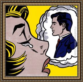 Girl with Hair Ribbon Roy Lichtenstein Framed Paintings - Thinking of Him by Roy Lichtenstein