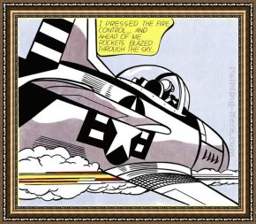 Girl with Hair Ribbon Roy Lichtenstein Framed Paintings - Whaam! I by Roy Lichtenstein