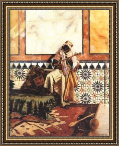 Interior Model Reading Framed Paintings - Gnaoua in a North African Interior by Rudolf Ernst