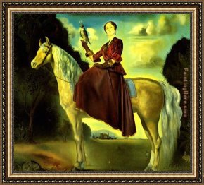 Portrait Framed Paintings - Equestrian Fantasy - Portrait of Lady Dunn by Salvador Dali