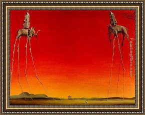 Salvador Dali Les Elephants Framed Painting for sale 