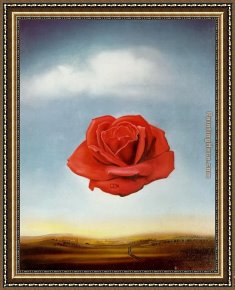Two Roses on a Tablecloth Framed Paintings - meditative rose by Salvador Dali