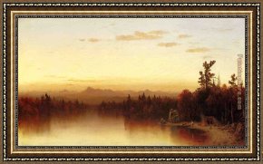 Gifford Framed Paintings - A Twilight in the Adirondacks(1) by Sanford Robinson Gifford