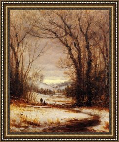 Gifford Framed Paintings - A Winter Walk by Sanford Robinson Gifford
