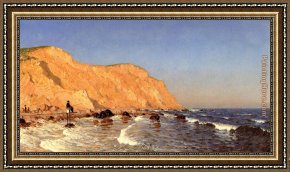 Gifford Framed Paintings - Clay Bluffs on No Man's Land by Sanford Robinson Gifford