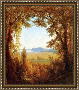 Gifford Framed Paintings - Hook Mountain on the Hudson River by Sanford Robinson Gifford
