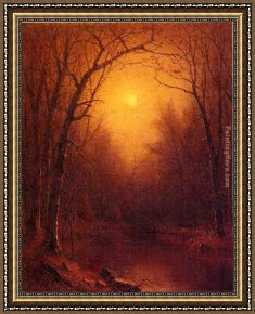 Gifford Framed Paintings - Indian Summer in the Bronx by Sanford Robinson Gifford