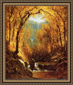 Gifford Framed Paintings - Kauterskill Falls by Sanford Robinson Gifford