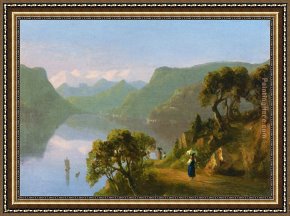 Como Framed Paintings - Lake Como by Sanford Robinson Gifford