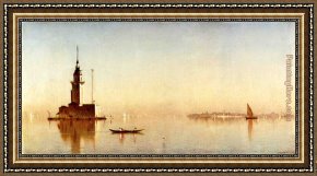 Gifford Framed Paintings - Leander's Tower on the Bosphorus by Sanford Robinson Gifford