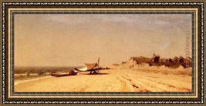 Gifford Framed Paintings - Long Branch Beach by Sanford Robinson Gifford