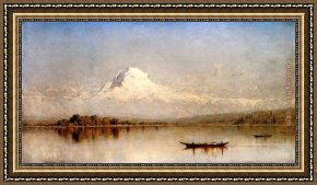 Gifford Framed Paintings - Mount Rainier, Bay of Tacoma, Puget Sound by Sanford Robinson Gifford