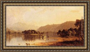 Gifford Framed Paintings - Mount Washington from The Saco River by Sanford Robinson Gifford
