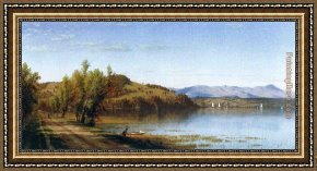 Gifford Framed Paintings - South Bay, on the Hudson, near Hudson, New York by Sanford Robinson Gifford