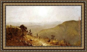 The Clove Catskills Framed Paintings - Study for 'The View from South Mountain, in the Catskills' by Sanford Robinson Gifford