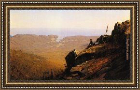 Gifford Framed Paintings - The Artist Sketching at Mount Desert, Maine by Sanford Robinson Gifford