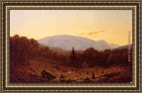 Gifford Framed Paintings - Twilight on Hunter Mountain by Sanford Robinson Gifford