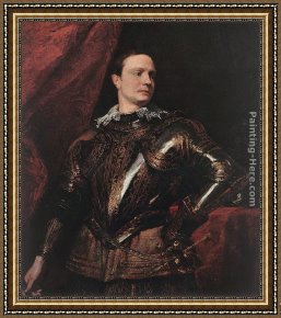Portrait of a Young Benedictine Framed Paintings - Portrait of a Young General by Sir Antony van Dyck