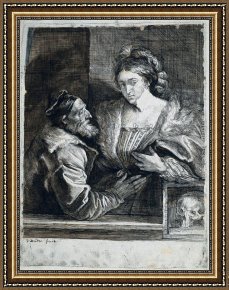 Portrait of a Young Benedictine Framed Paintings - Titian's Self Portrait with a Young Woman by Sir Antony van Dyck