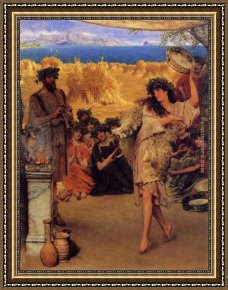 Golden Harvest Framed Paintings - A Harvest Festival by Sir Lawrence Alma-Tadema