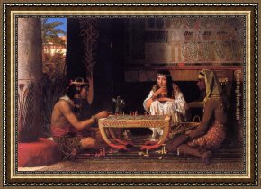 Card Player Framed Paintings - Egyptian Chess Players by Sir Lawrence Alma-Tadema