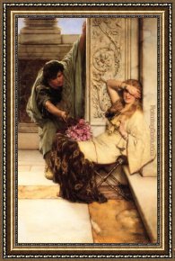 Shy Framed Paintings - Shy by Sir Lawrence Alma-Tadema