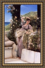 Two Roses on a Tablecloth Framed Paintings - Thou Rose of all the Roses by Sir Lawrence Alma-Tadema