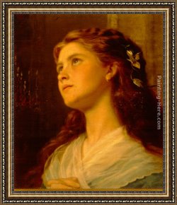 Portrait Framed Paintings - Portrait of a Young Girl by Sophie Gengembre Anderson