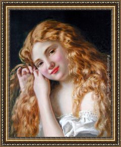 Girl with Hair Ribbon Roy Lichtenstein Framed Paintings - Young Girl Fixing Her Hair by Sophie Gengembre Anderson