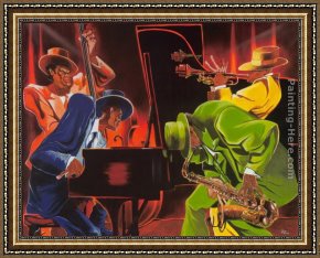 Mood Framed Paintings - Mood 4 Jazz by Steven Johnson