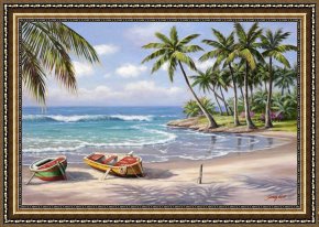 Tropical Framed Paintings - Tropical Bay by Sung Kim