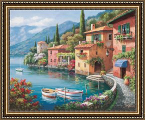 Isola Bella, Lago Maggiore, a Sketch Framed Paintings - Villagio dal Lago by Sung Kim
