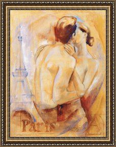 The Kiss (le Baiser _ Il Baccio) Framed Paintings - Kiss in Paris by Talantbek Chekirov