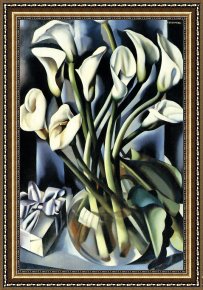 Calla-green Framed Paintings - Calla Lilies by Tamara de Lempicka