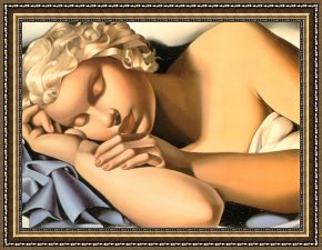Sleeping Child Framed Paintings - Girl Sleeping by Tamara de Lempicka