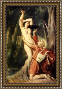 Allegory of May Triumph of Apollo Framed Paintings - Apollo and Daphne by Theodore Chasseriau