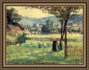 Golding Constable's Flower Garden Framed Paintings - Flower Garden at Brookville by Theodore Clement Steele