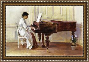Robinson Framed Paintings - At the Piano by Theodore Robinson